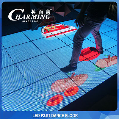 P3.91 LED Dance Floor Panel with Hard Glass Surface Waterproof Design Supports 500kg Per Square Meter Suitable for Car Show Events