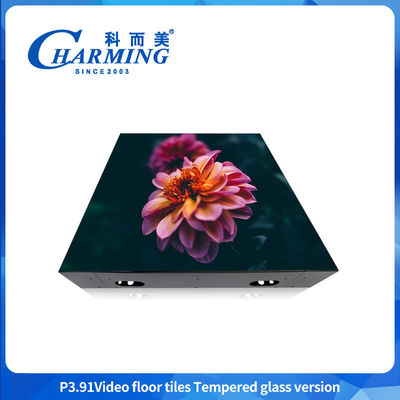 1920hz-3840HZ ताज़ा P3.91 वीडियो टेम्पर्ड ग्लास संस्करण के साथ फर्श टाइलें