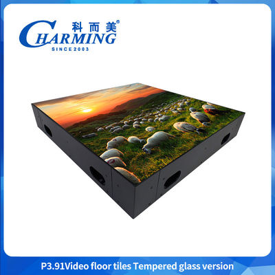 ग्लास कवर के साथ सजावटी एलईडी स्ट्रिंग फर्श स्क्रीन डिस्प्ले पी3.91 मजबूत और जलरोधक