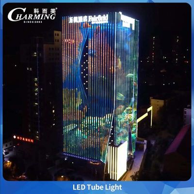 चार्मिंगलेड मूल निर्माता से ग्रे एल्यूमिनियम मिश्र धातु ट्यूब लाइट, DMX नियंत्रण और IP66 के साथ, बाहरी इमारतों और पुलों के लिए